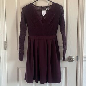 NWT Windsor Secret Obsession Plum Lace Skater dress small